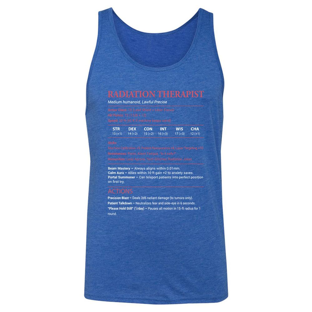 Radiation Therapist Unisex Jersey Tank - True Royal Triblend - 12