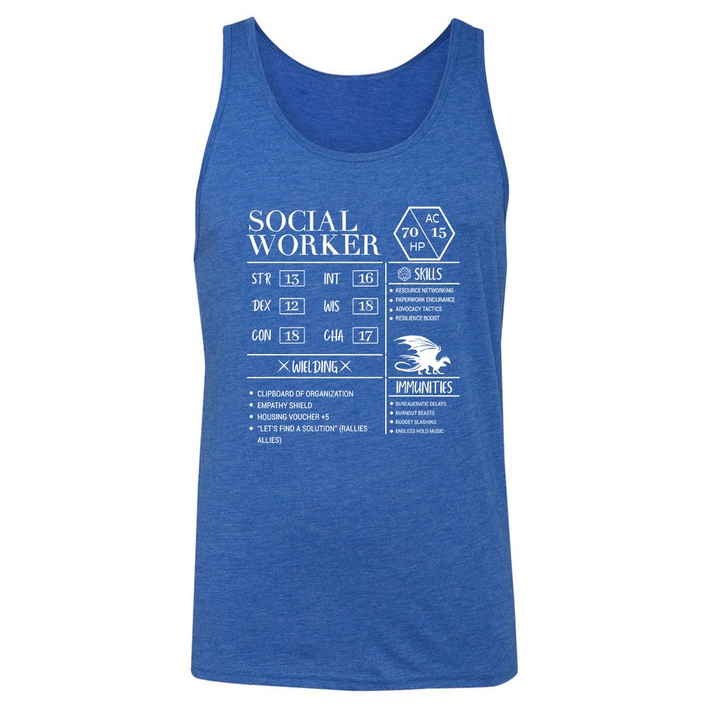 Social Worker New Unisex Jersey Tank - True Royal Triblend - 12