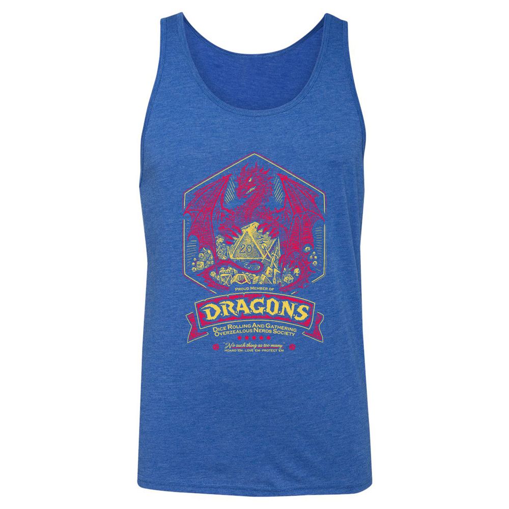 Fantasy Dragon With Dice - True Royal Triblend - 12
