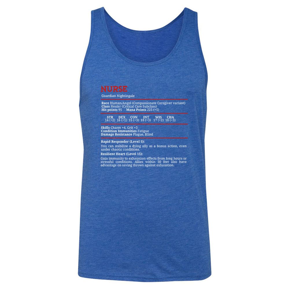 Nurse Stats Unisex Jersey Tank - True Royal Triblend - 12