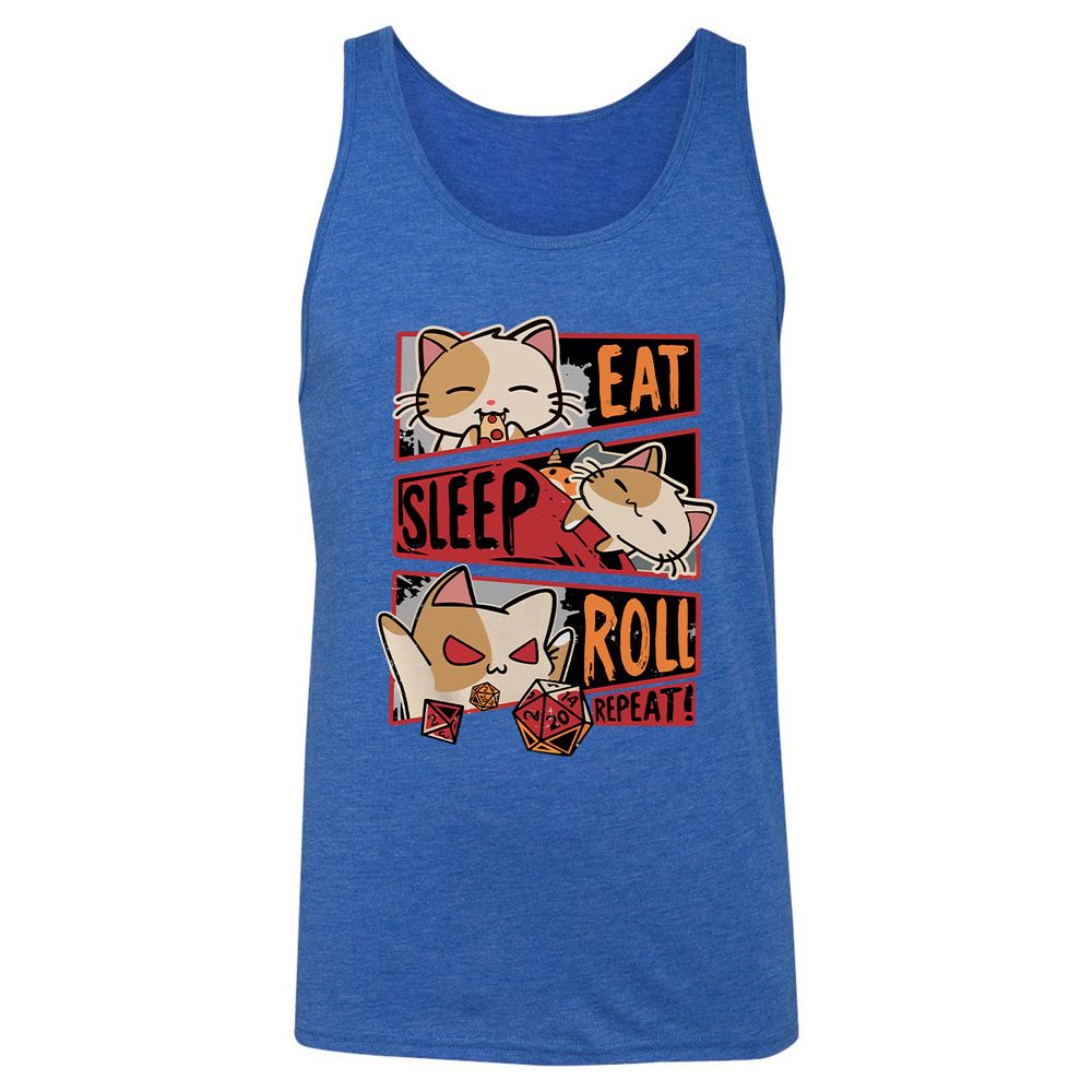 Eat Sleep Roll Repeat Unisex Jersey Tank - True Royal Triblend - 12