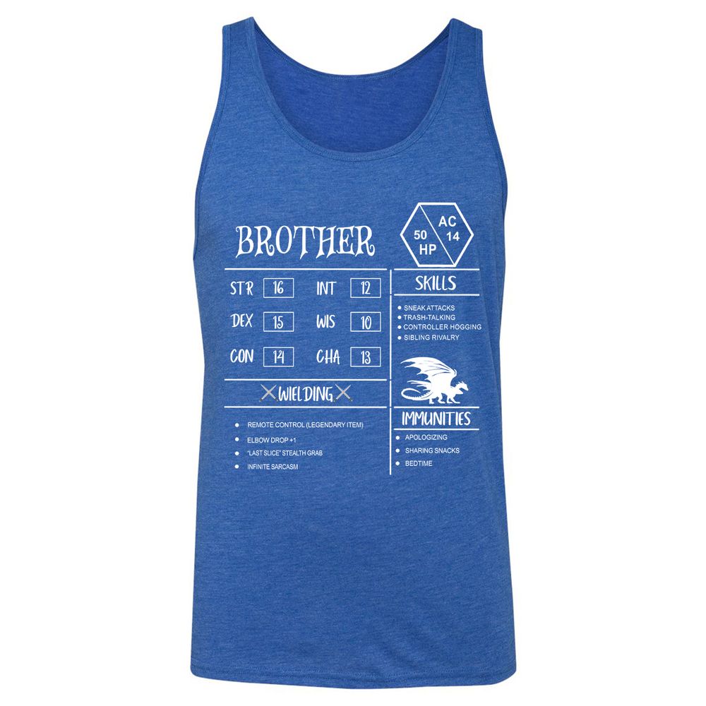 Brother Stats Unisex Jersey Tank - True Royal Triblend - 12