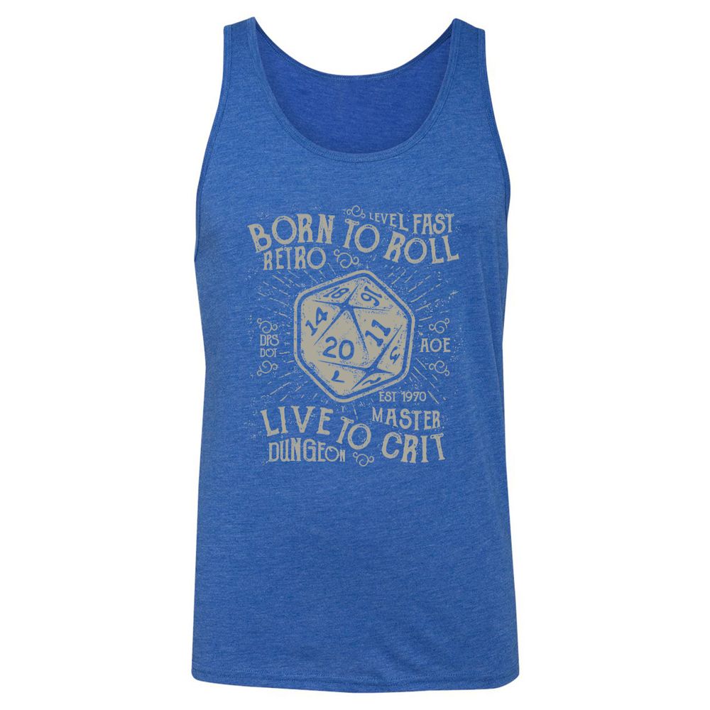 Born To Roll Live To Crit Unisex Jersey Tank - True Royal Triblend - 12