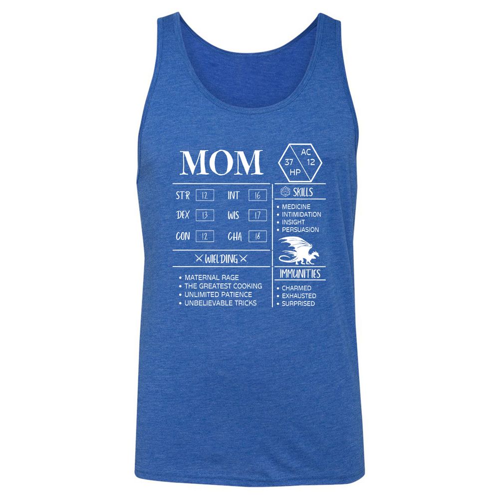 Mom Stats 2 Unisex Jersey Tank - True Royal Triblend - 12