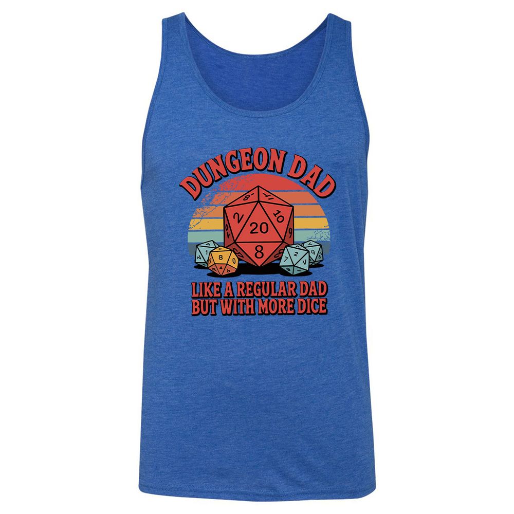 Dungeon Dad With More Dice Unisex Jersey Tank - True Royal Triblend - 12