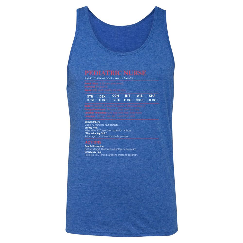 Pediatric Nurse Unisex Jersey Tank - True Royal Triblend - 12