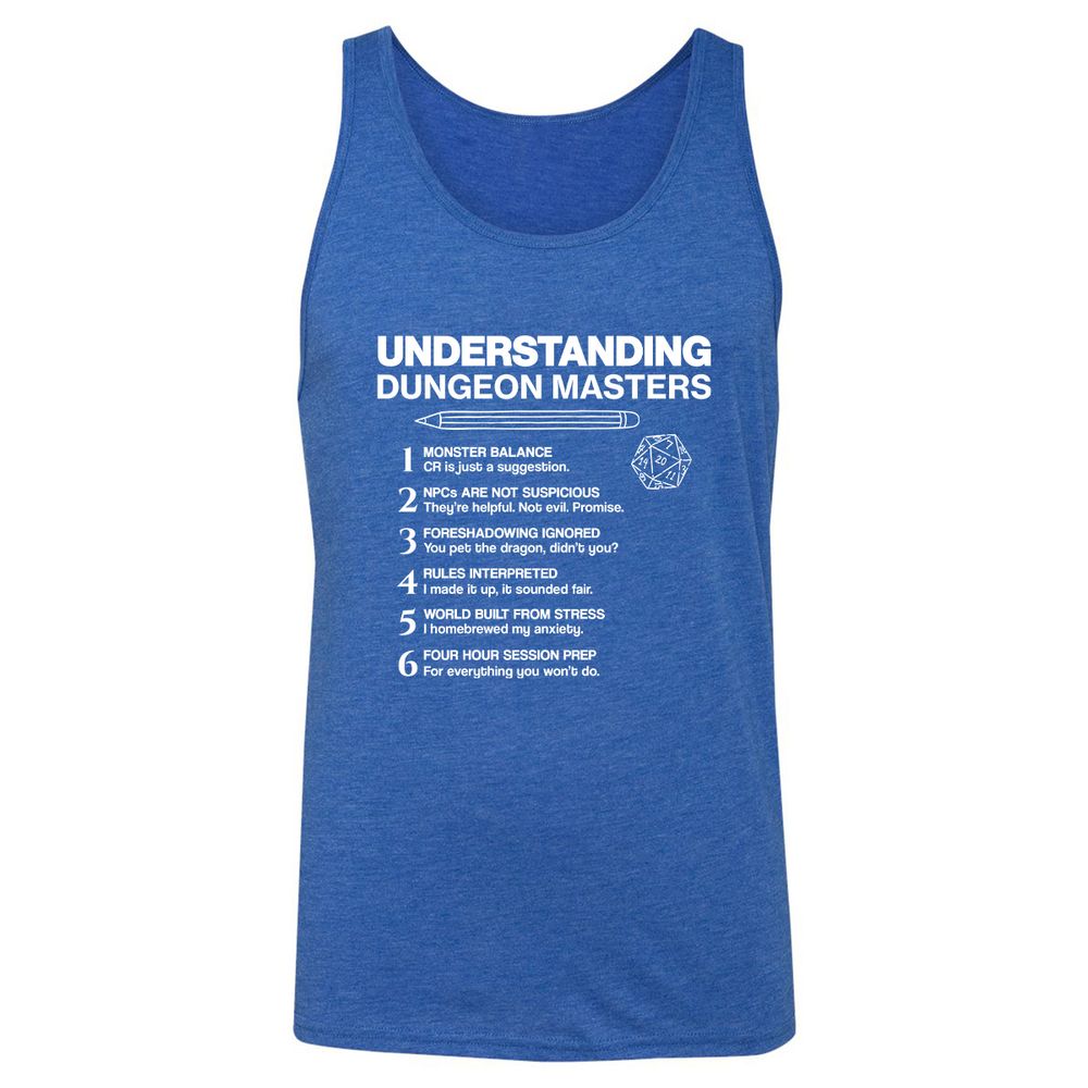Understanding Dungeon Masters Unisex Jersey Tank - True Royal Triblend - 12