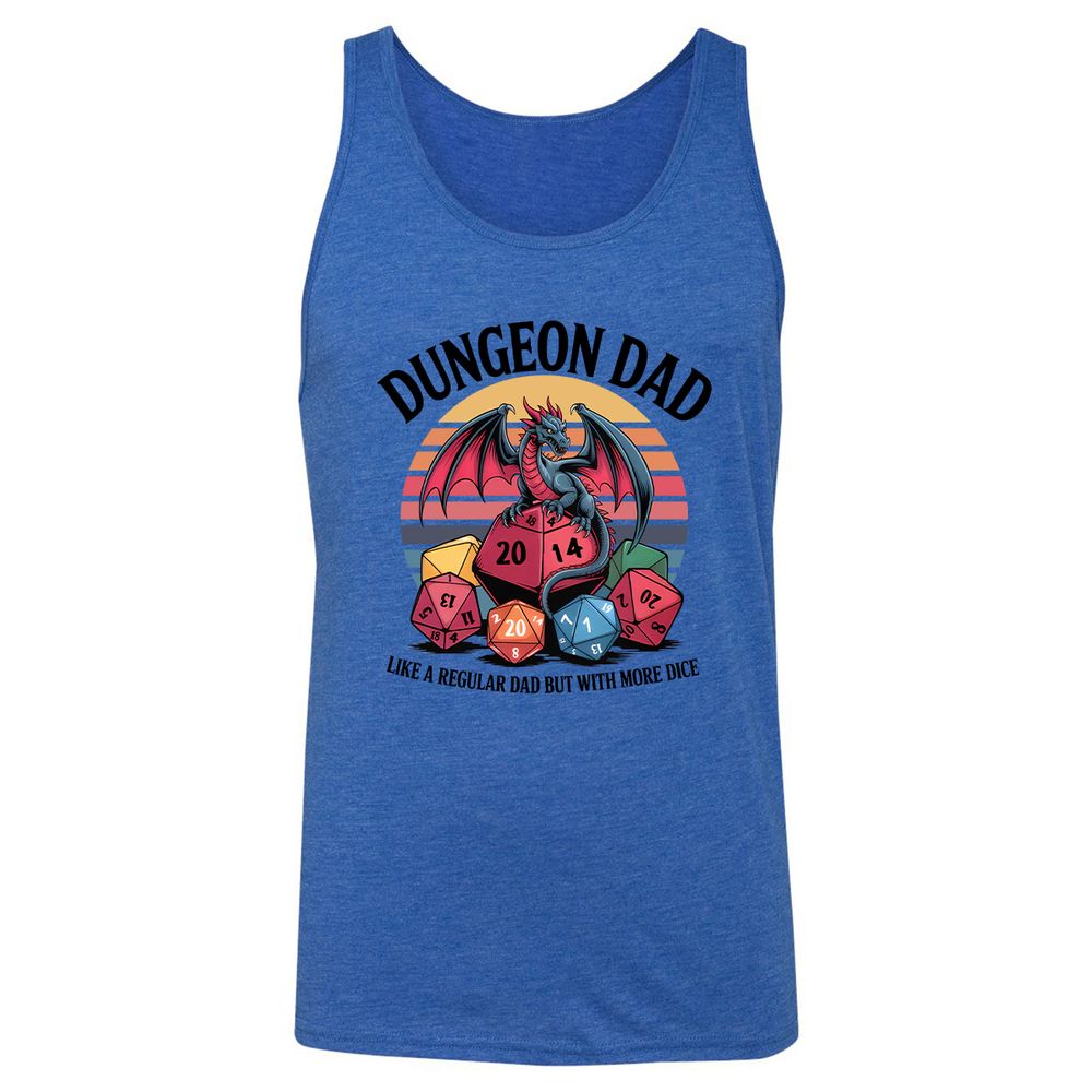 Dungeon Dad With More Dice Unisex Jersey Tank - True Royal Triblend - 12