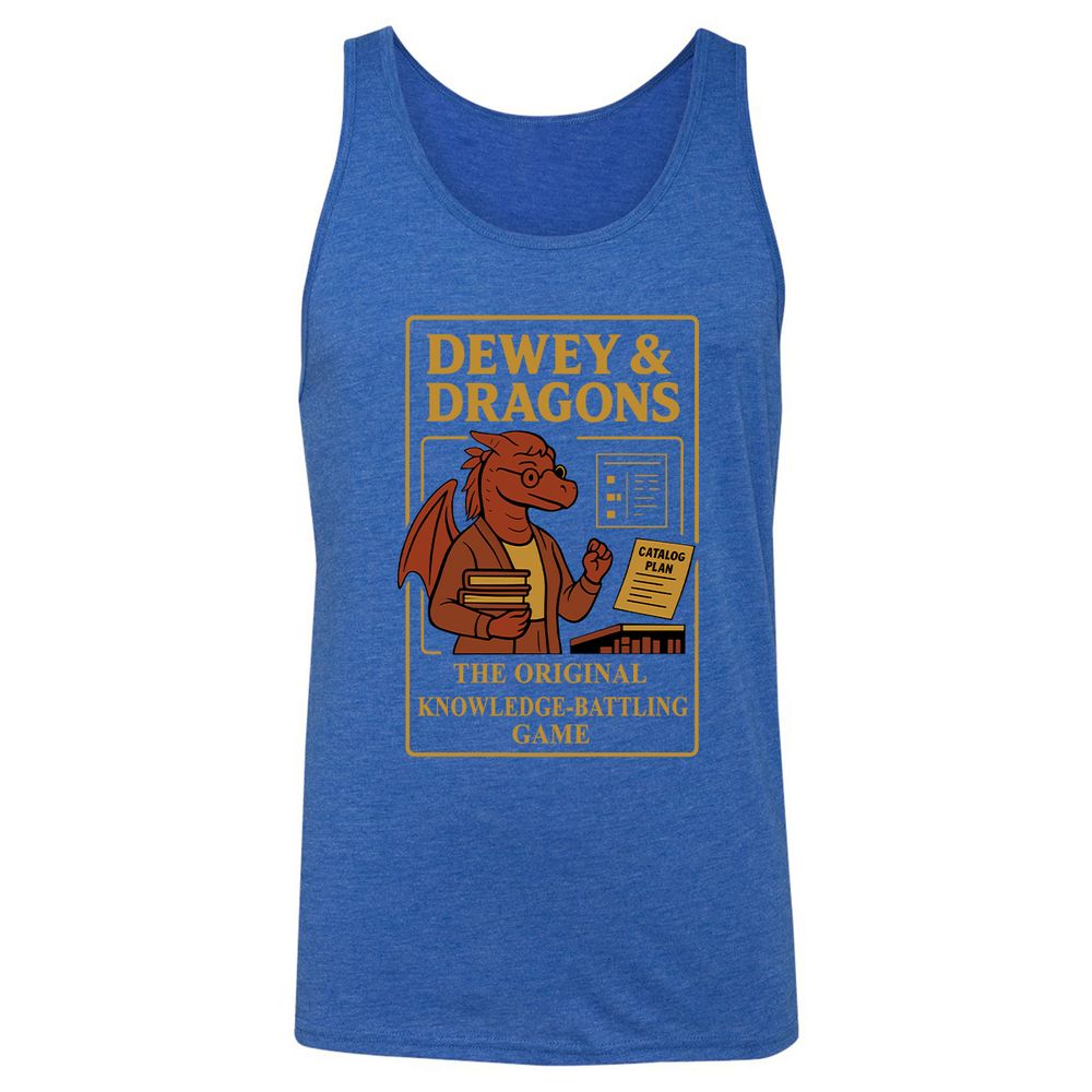 Dewey & Dragons Unisex Jersey Tank - True Royal Triblend - 12
