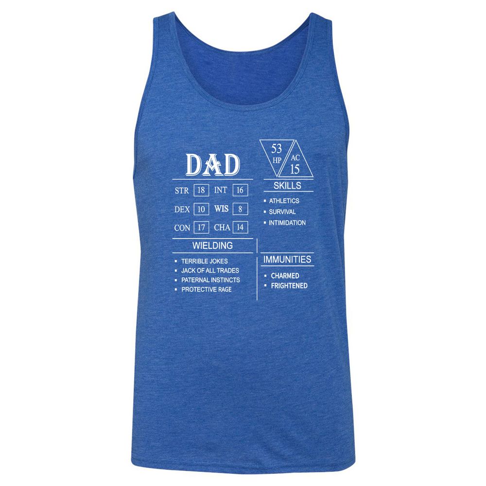 Dad Stat Block Unisex Jersey Tank - True Royal Triblend - 12