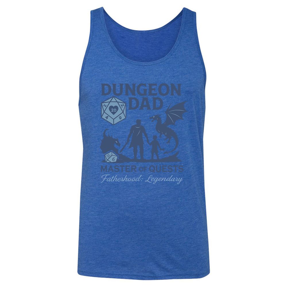 Dungeon Dad Master Of Quests Unisex Jersey Tank - True Royal Triblend - 12