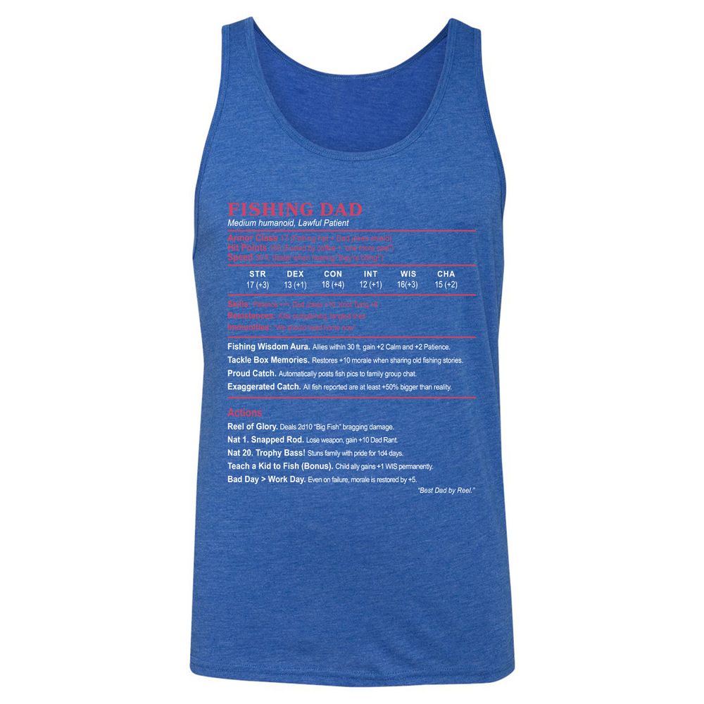 FISHING DAD Unisex Jersey Tank - True Royal Triblend - 12