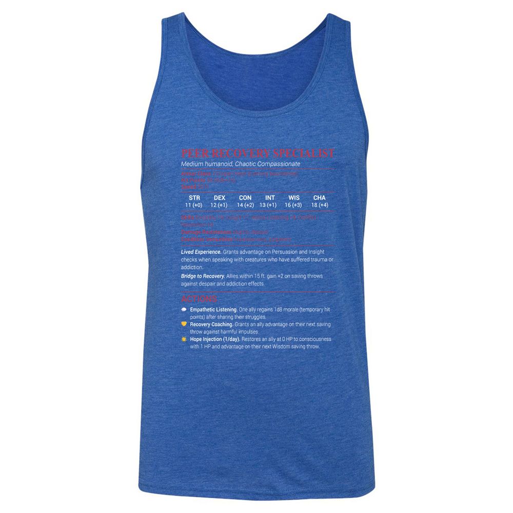 Peer Recovery Specialist Unisex Jersey Tank - True Royal Triblend - 12