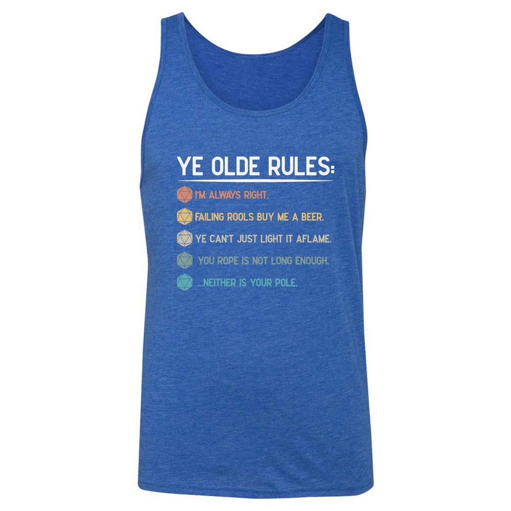 Dungeon Master Rules – Ye Olde RPG Unisex Jersey Tank - True Royal Triblend - 12