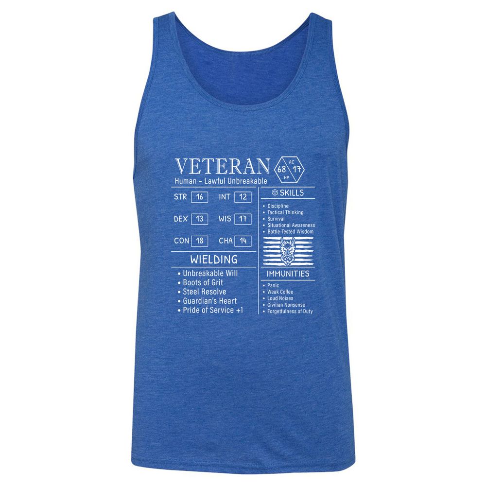 2710 veteran stats new Unisex Jersey Tank - True Royal Triblend - 12