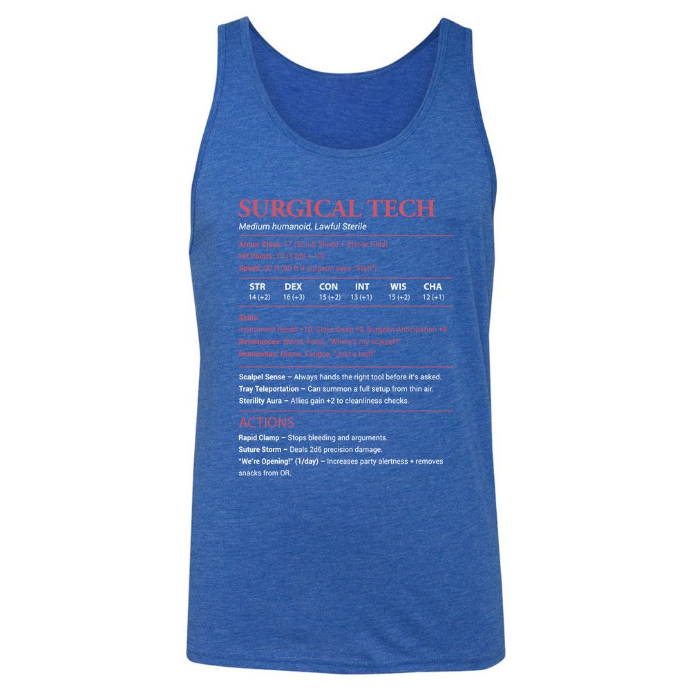 Surgical Tech Unisex Jersey Tank - True Royal Triblend - 12