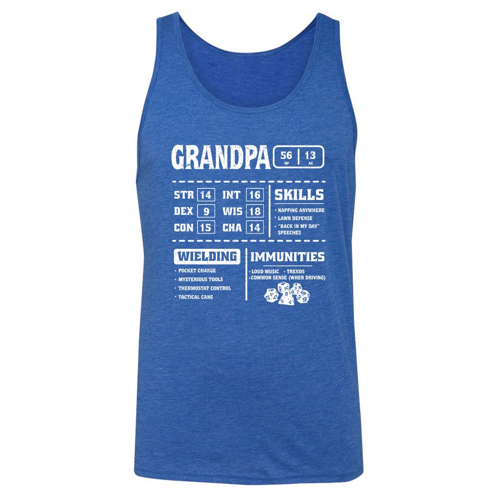 Grandpa Stats 2 Unisex Jersey Tank - True Royal Triblend - 12