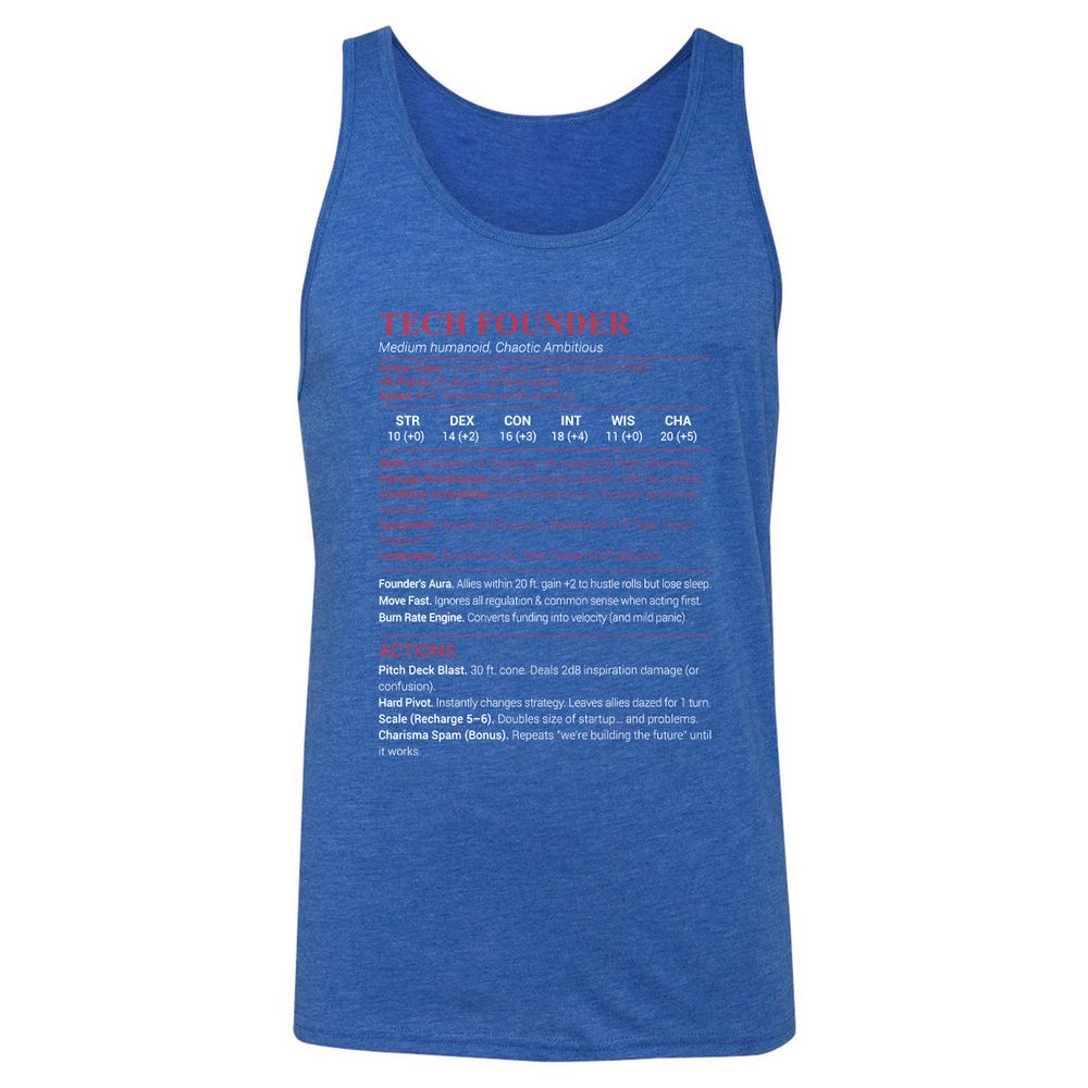 Tech Founder Unisex Jersey Tank - True Royal Triblend - 12