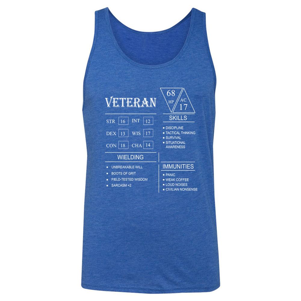 Veteran New Unisex Jersey Tank - True Royal Triblend - 12