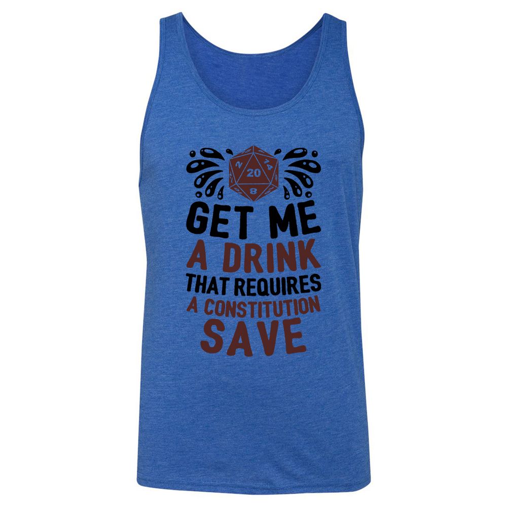 Get Me A Drink Unisex Jersey Tank - True Royal Triblend - 12