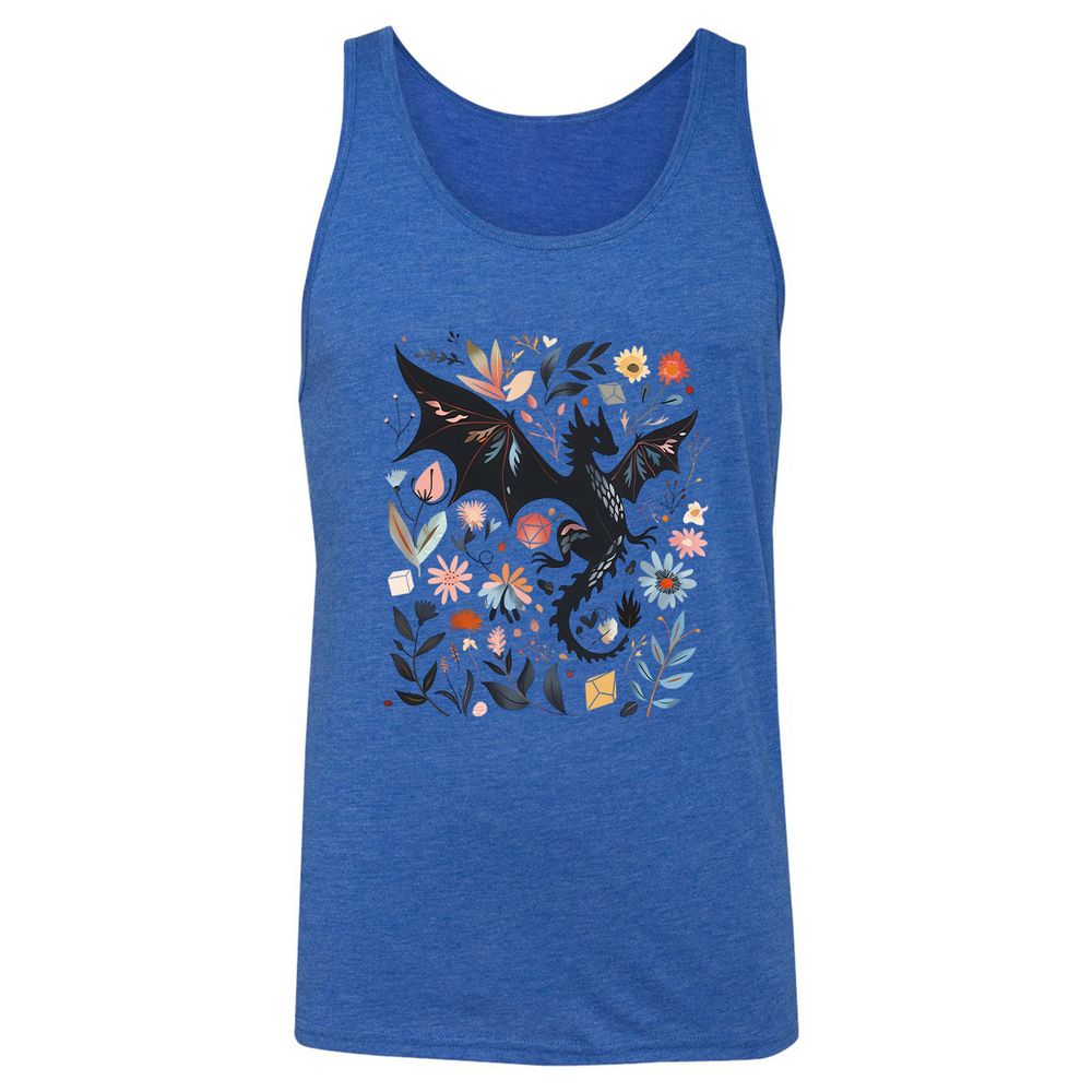 Floral DnD Dragon - True Royal Triblend - 12