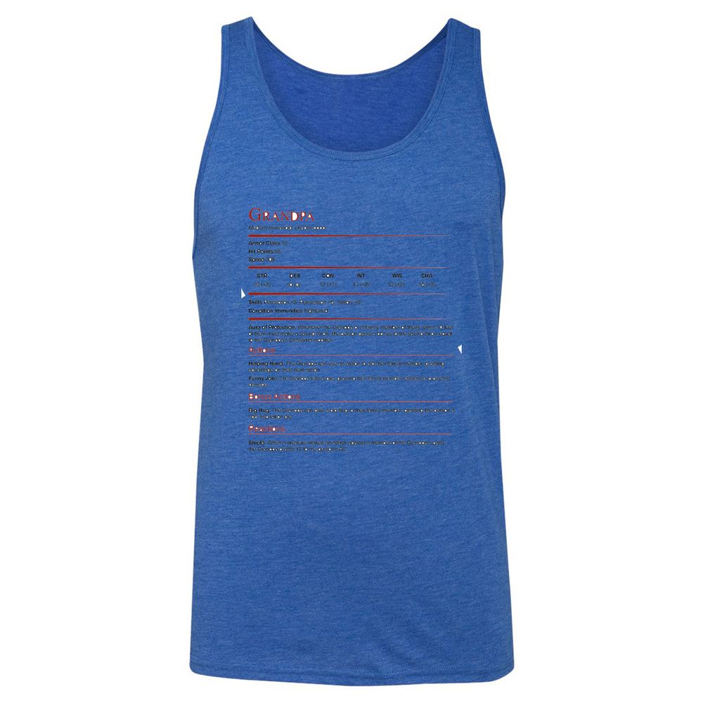 Grandpa Stat Block Unisex Jersey Tank - True Royal Triblend - 12