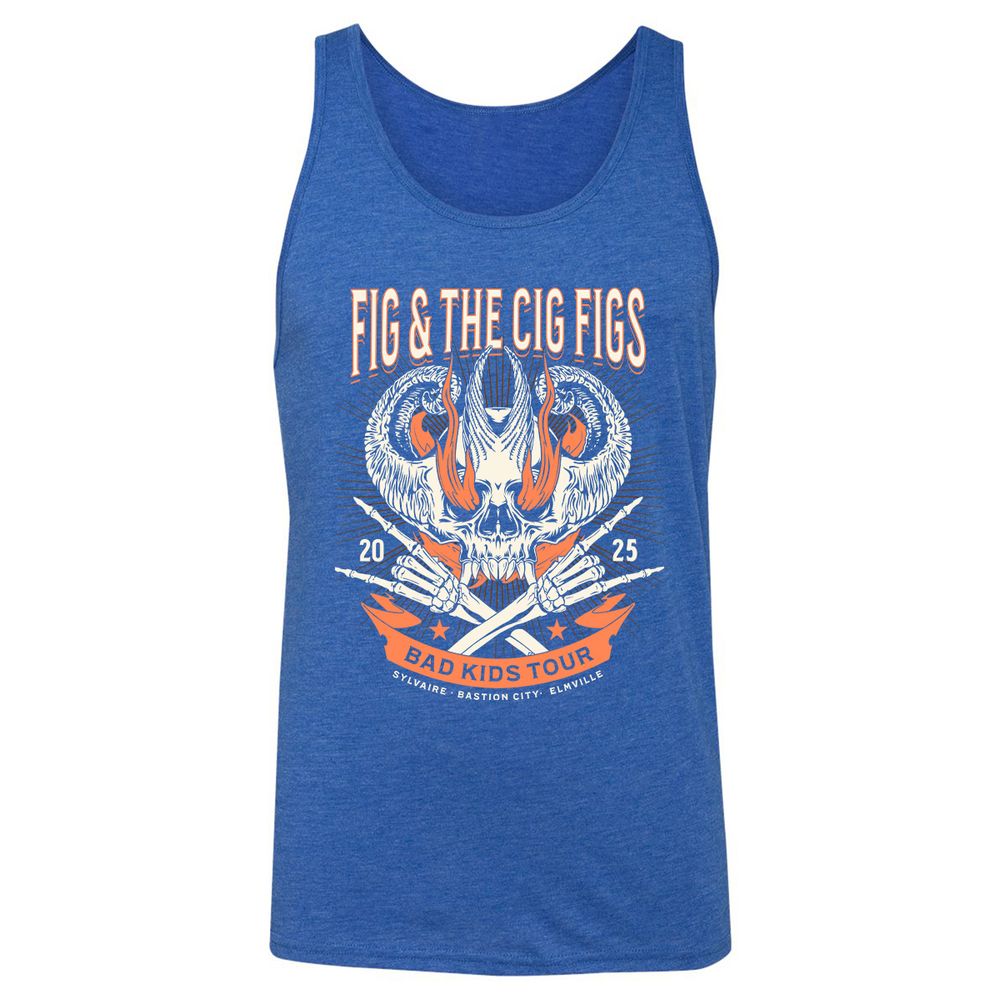 Fig and the Cig Figs, Dimension 20 Unisex Jersey Tank - True Royal Triblend - 12
