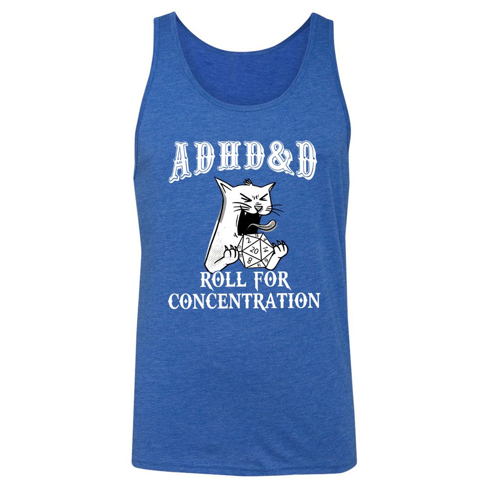 Cat ADHD&D Roll For Concentration Unisex Jersey Tank - True Royal Triblend - 12