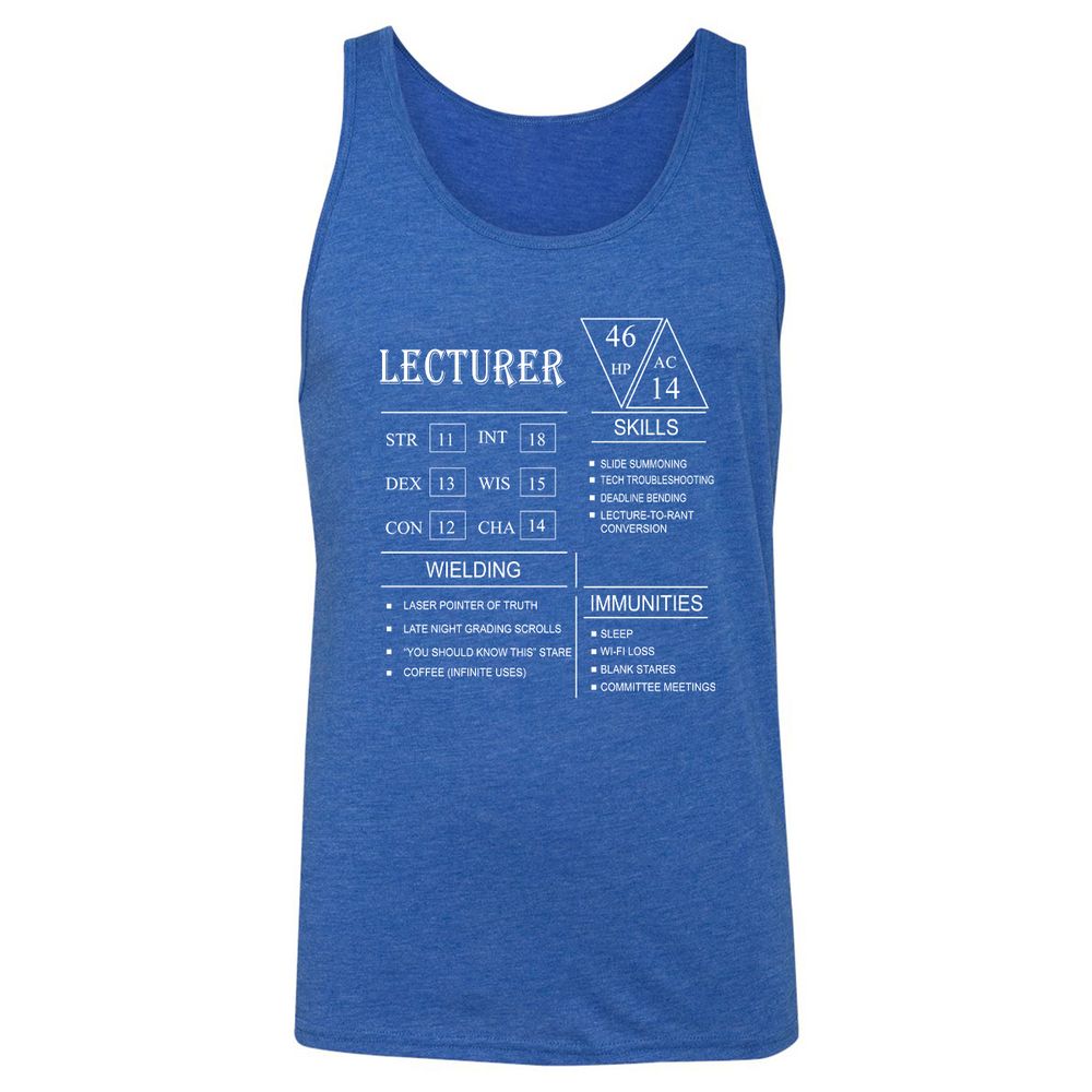 Lecturer New Unisex Jersey Tank - True Royal Triblend - 12