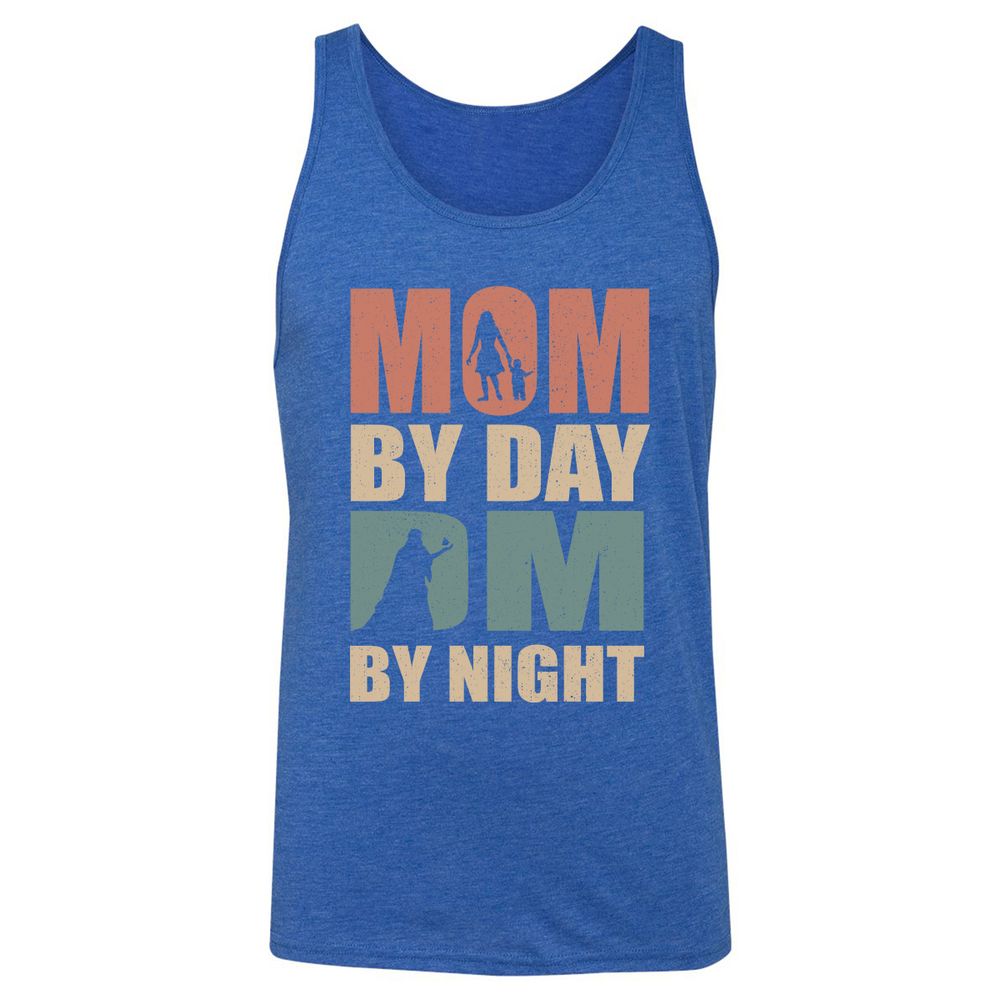 Mom By Day DM By Night Unisex Jersey Tank - True Royal Triblend - 12