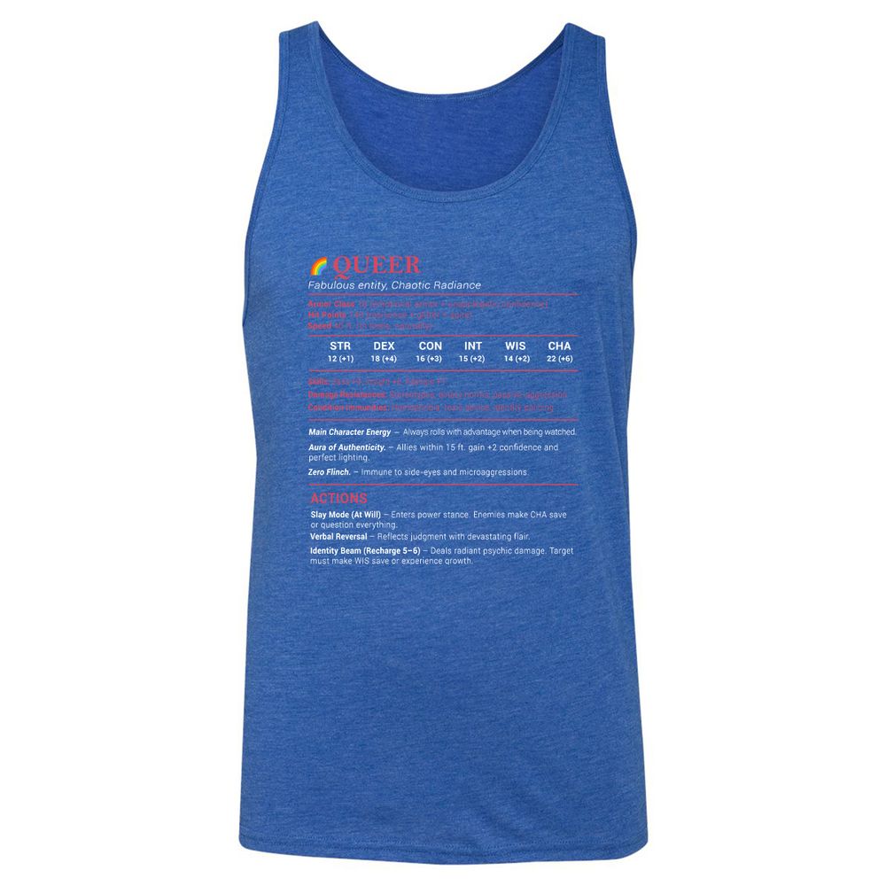 Queer Stats Unisex Jersey Tank - True Royal Triblend - 12
