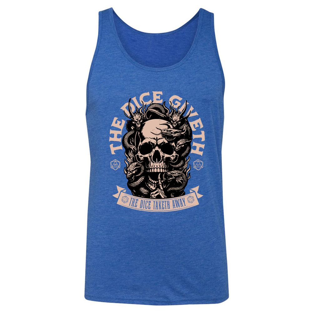 The Dice Giveth The Dice Taketh Away Unisex Jersey Tank - True Royal Triblend - 12