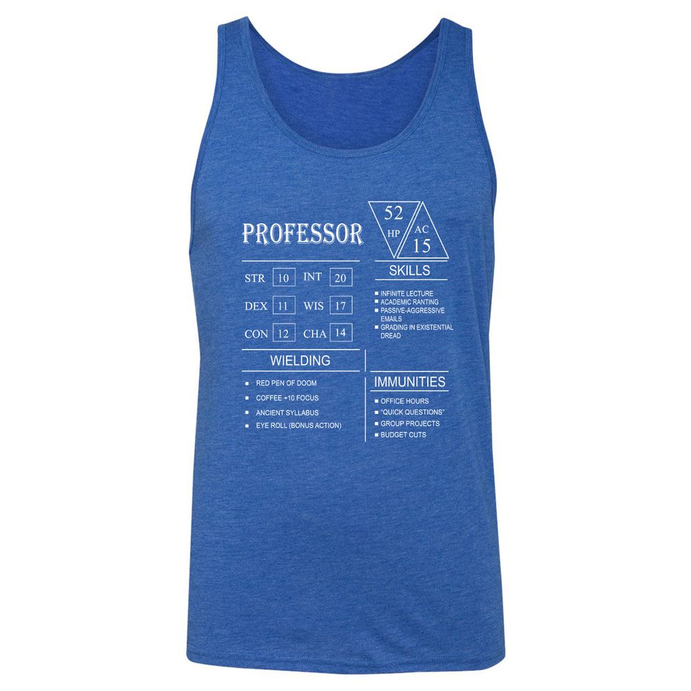 Professor New Unisex Jersey Tank - True Royal Triblend - 12