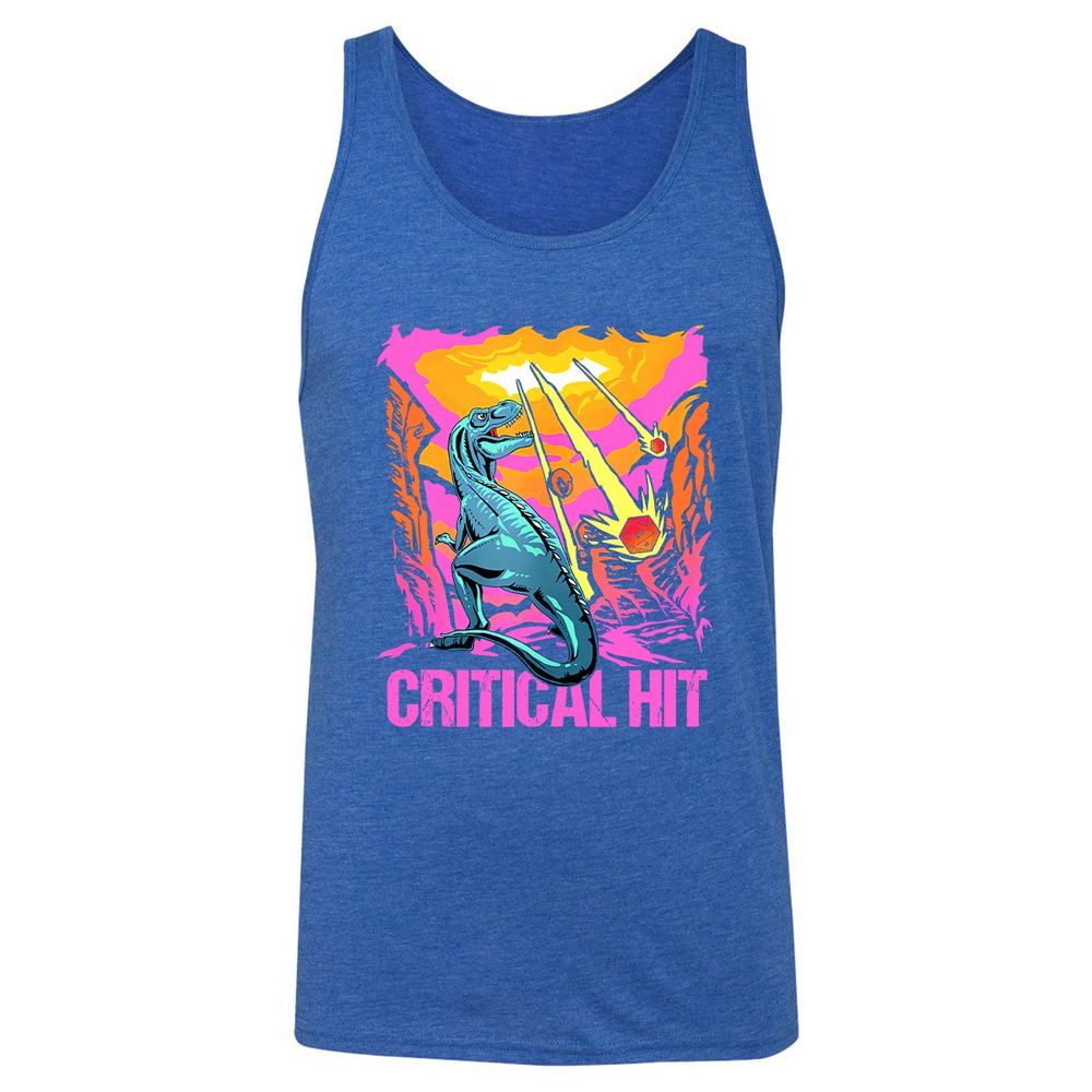Dinosaur Critical Hit Unisex Jersey Tank - True Royal Triblend - 12