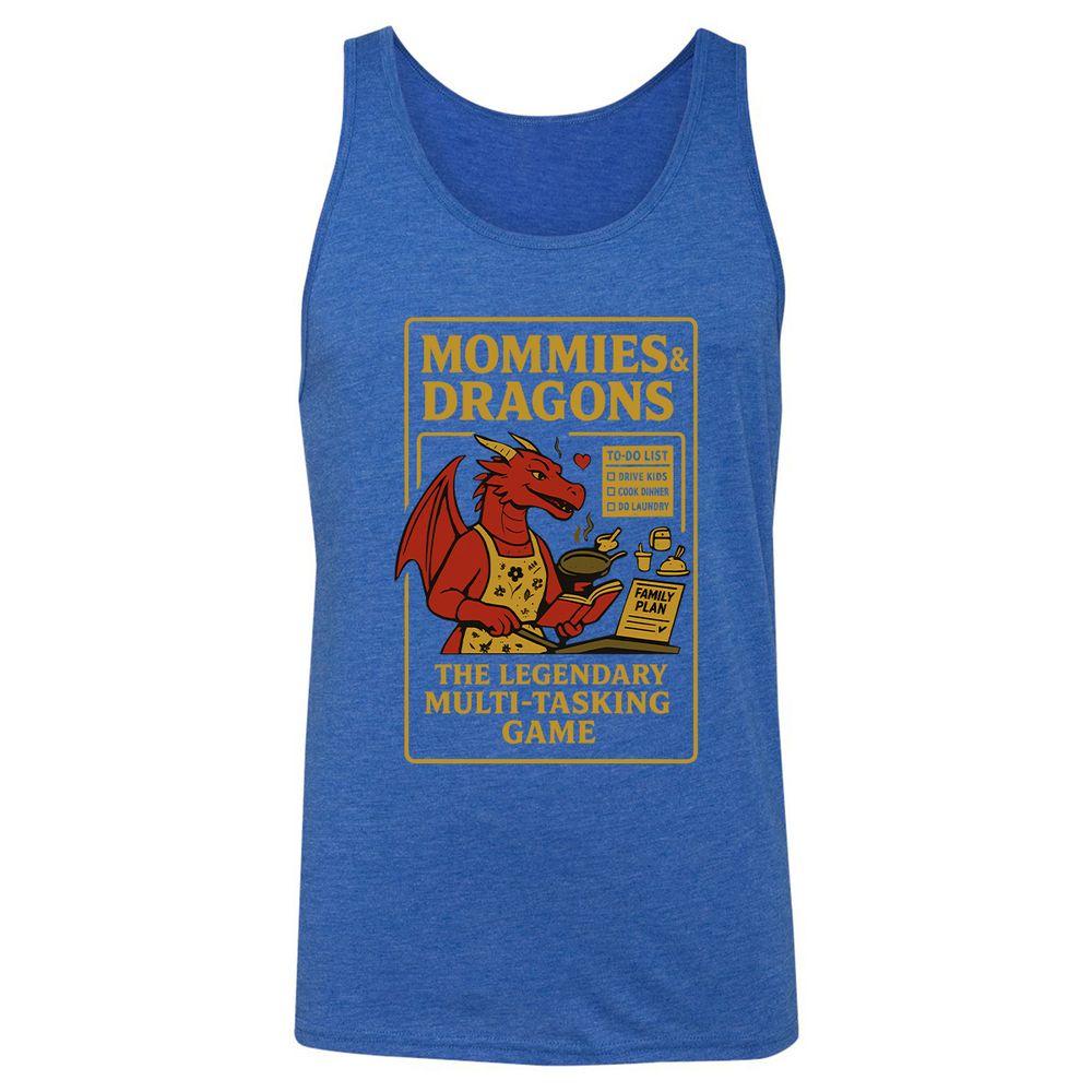 Mommies & Dragons Unisex Jersey Tank - True Royal Triblend - 12