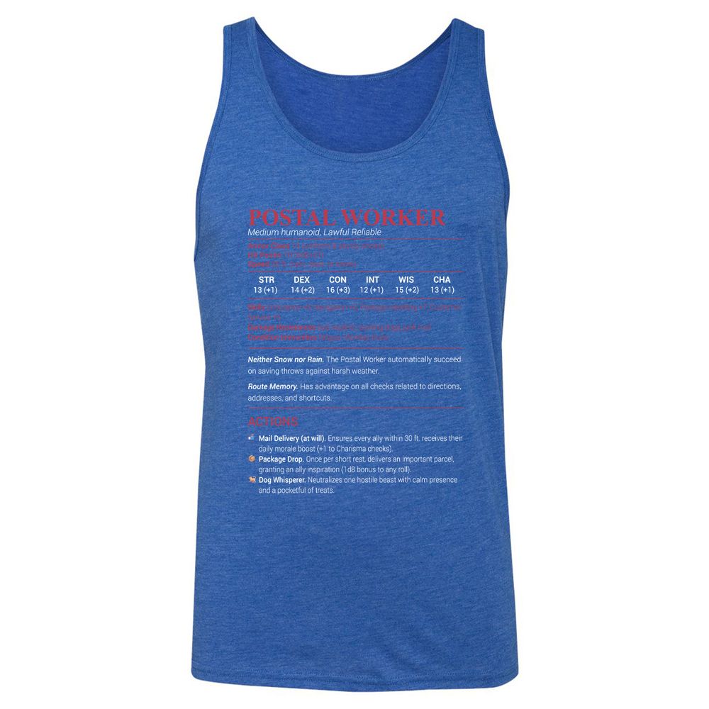 Postal Worker Unisex Jersey Tank - True Royal Triblend - 12