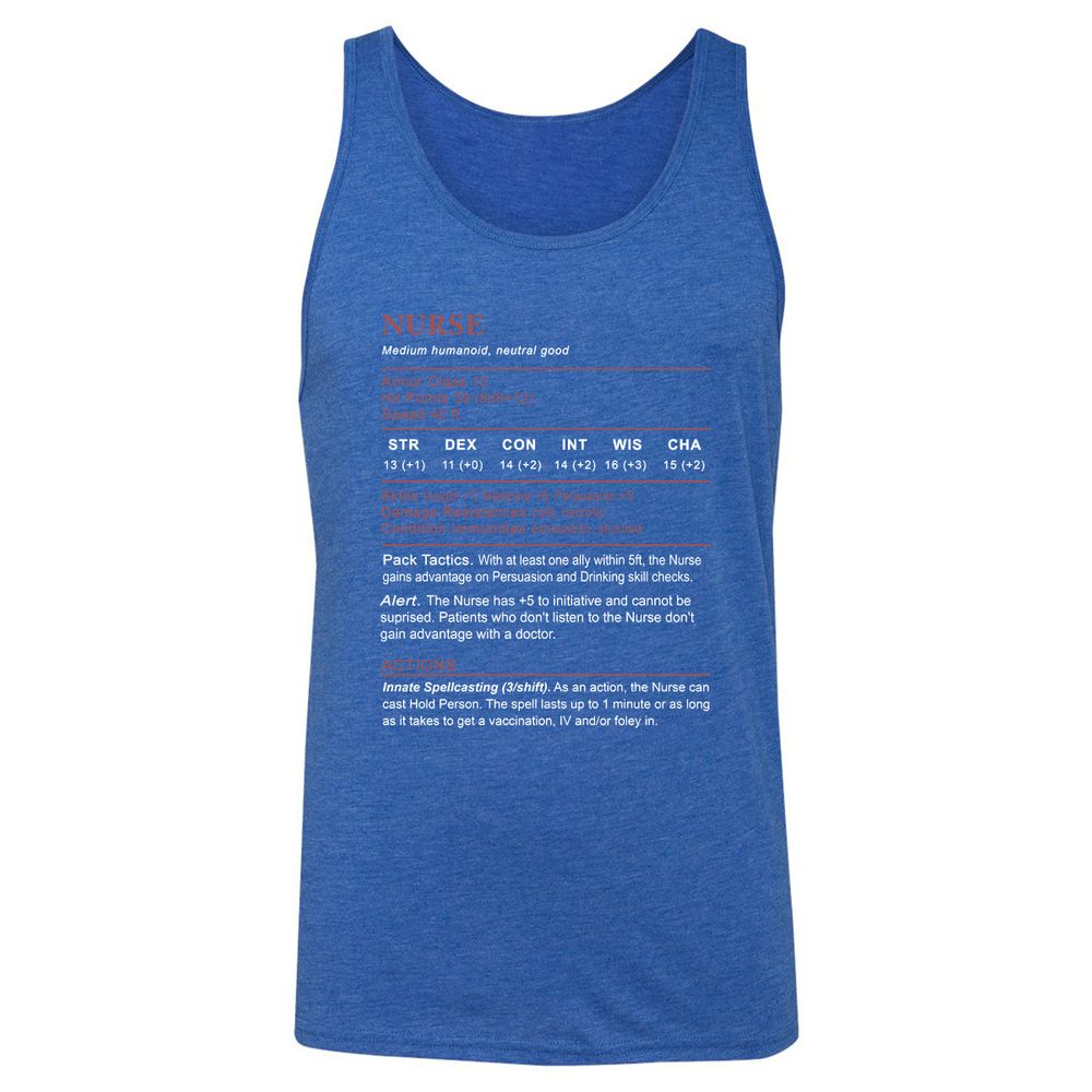 Nurse Stats 2 Unisex Jersey Tank - True Royal Triblend - 12