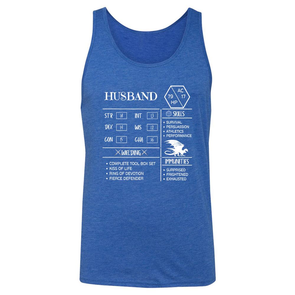 Husband Stats 2 Unisex Jersey Tank - True Royal Triblend - 12