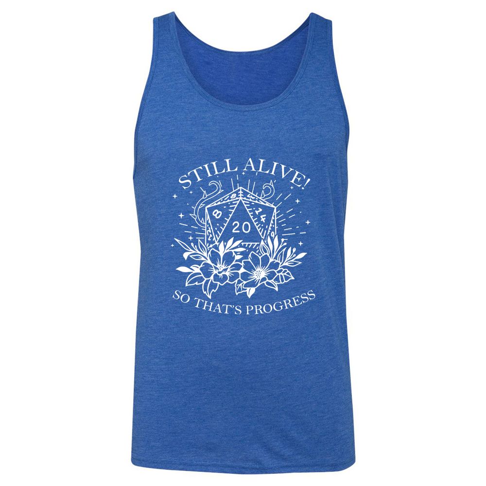 2710 Still Alive! So That’s Progress Unisex Jersey Tank - True Royal Triblend - 12