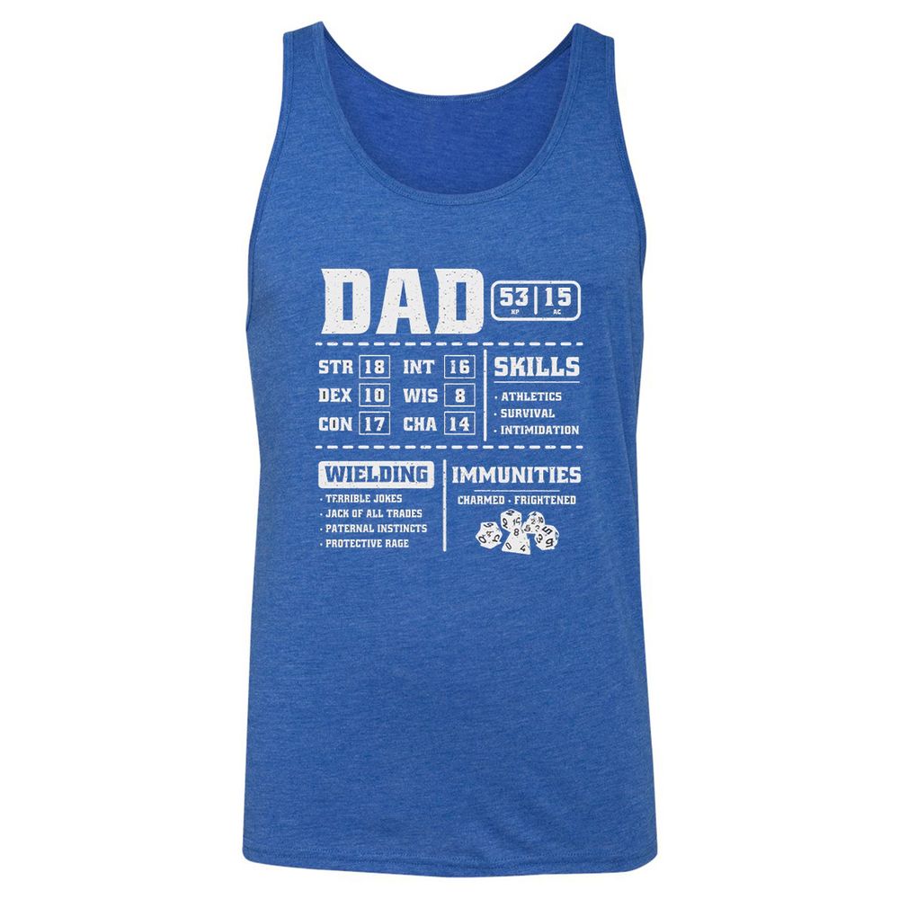 Dad Stat Block 2 Unisex Jersey Tank - True Royal Triblend - 12