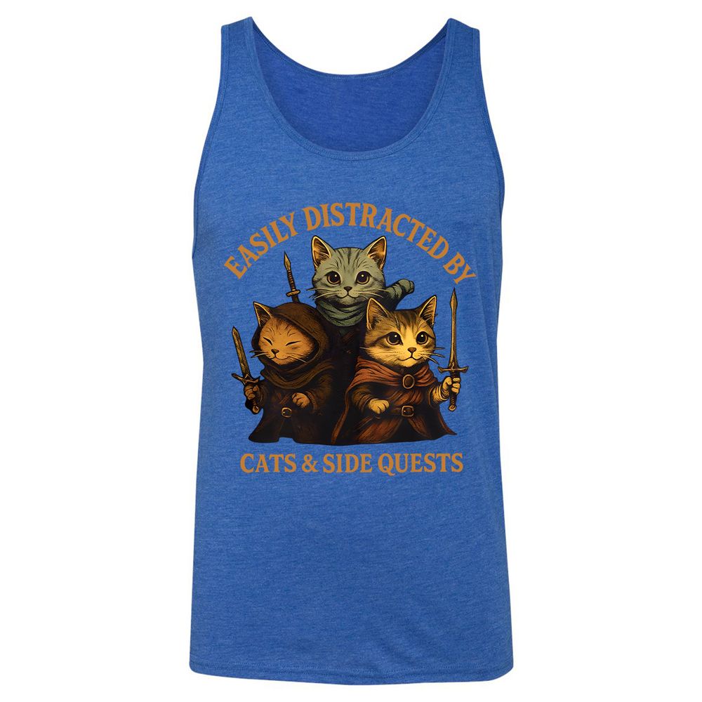 Easily Distracted By Cats & Side Quests Unisex Jersey Tank - True Royal Triblend - 12