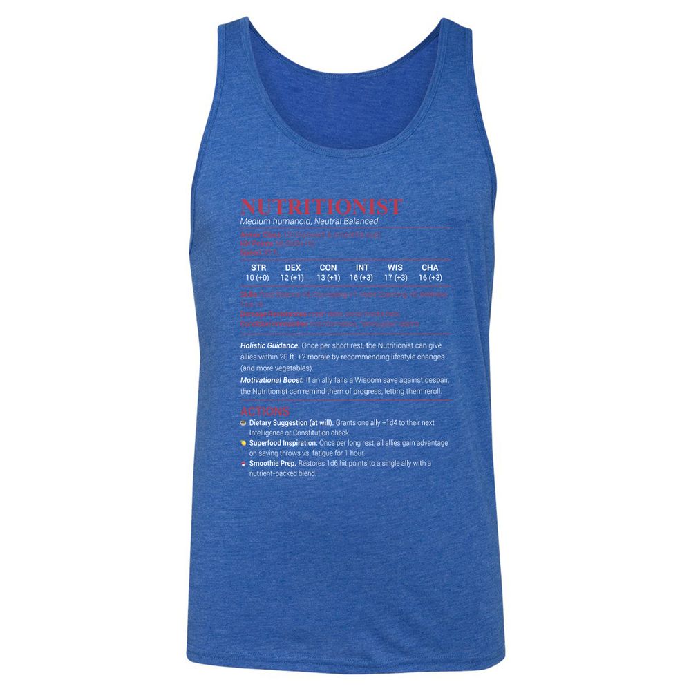 Nutritionist Unisex Jersey Tank - True Royal Triblend - 12