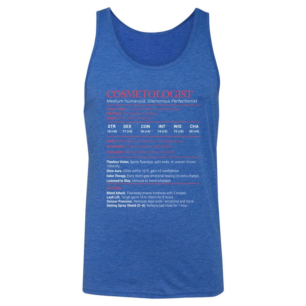 Cosmetologist Stats Unisex Jersey Tank - True Royal Triblend - 12
