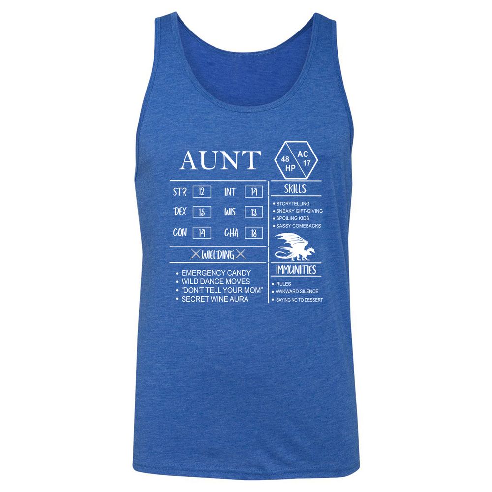 Aunt Stats Unisex Jersey Tank - True Royal Triblend - 12