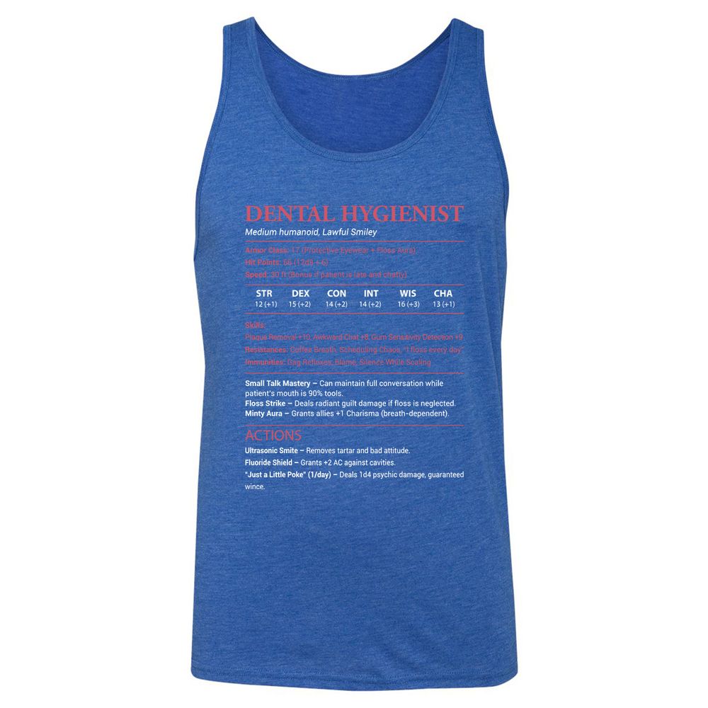 Dental Hygienist Unisex Jersey Tank - True Royal Triblend - 12