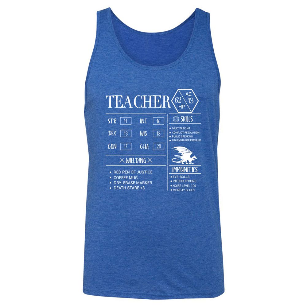 Teacher New Unisex Jersey Tank - True Royal Triblend - 12
