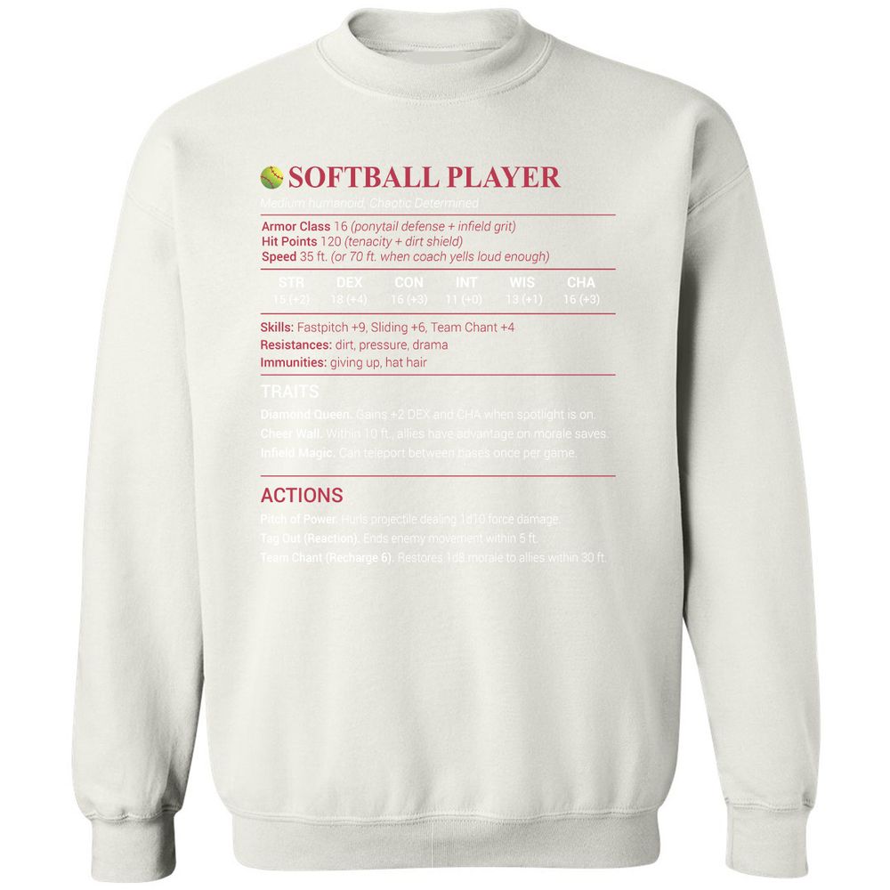 Softball Player Classic Unisex Sweatshirt - White - 12