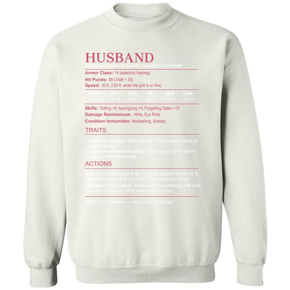 Husband Stats Classic Unisex Sweatshirt - White - 12