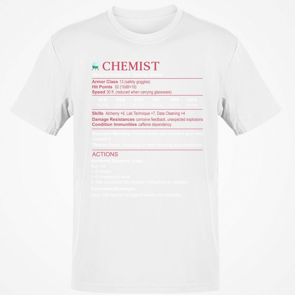 Chemist Stats Classic Unisex T-Shirt - White - 12