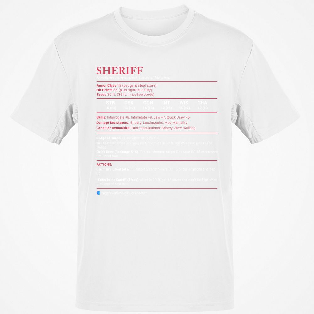 Sheriff Stats Classic Unisex T-Shirt - White - 12